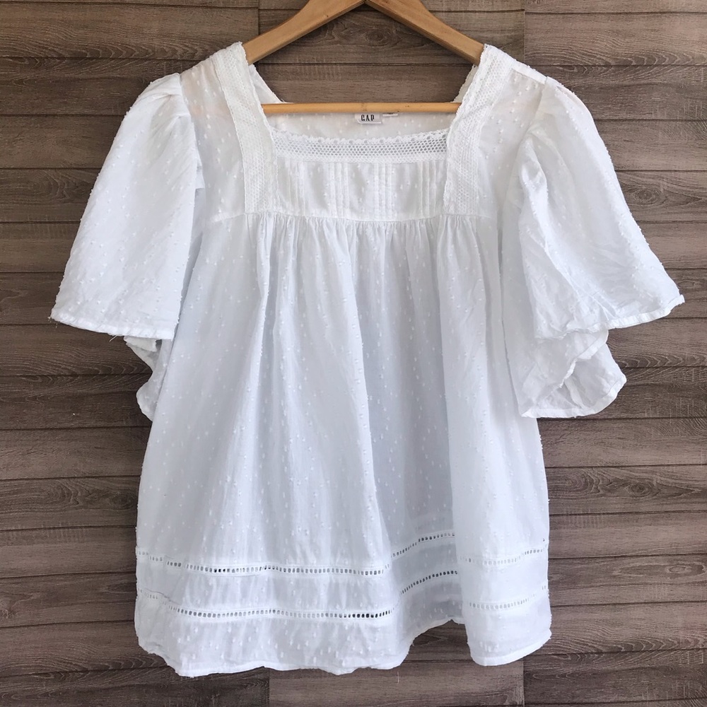 Gap | Peasant Blouse Square Neck Swiss Dot Medium